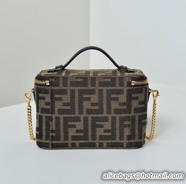 Inexpensive Fendi Vanity Mini Bag in Tobacco brown FF jacquard fabric 8686A 2025