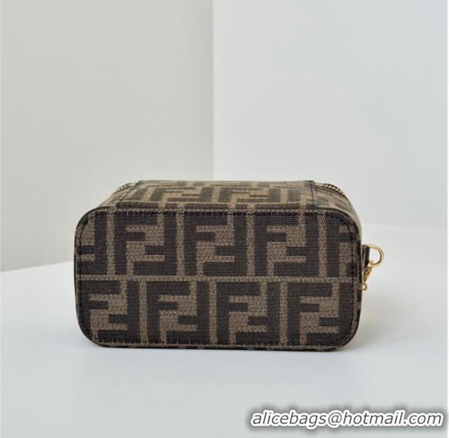 Inexpensive Fendi Vanity Mini Bag in Tobacco brown FF jacquard fabric 8686A 2025