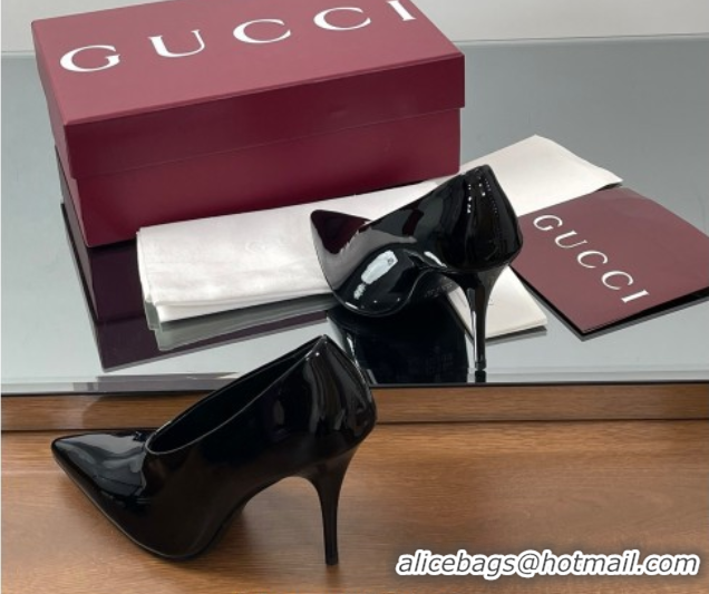 Top Design Gucci V Pumps 10.5cm in Patent Leather Black 2025 GG082801
