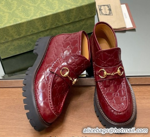 Best Product Gucci Horsebit Ankle Boots 4.5cm in GG Leather Red 2025 764206