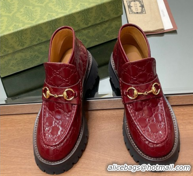Best Product Gucci Horsebit Ankle Boots 4.5cm in GG Leather Red 2025 764206