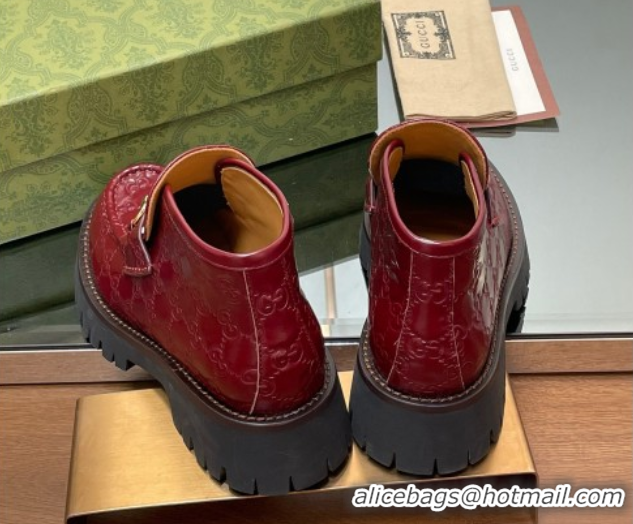 Best Product Gucci Horsebit Ankle Boots 4.5cm in GG Leather Red 2025 764206