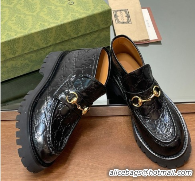 Best Grade Gucci Horsebit Ankle Boots 4.5cm in GG Leather Black 2025 764206