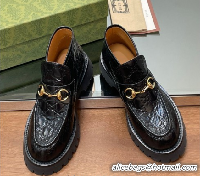 Best Grade Gucci Horsebit Ankle Boots 4.5cm in GG Leather Black 2025 764206