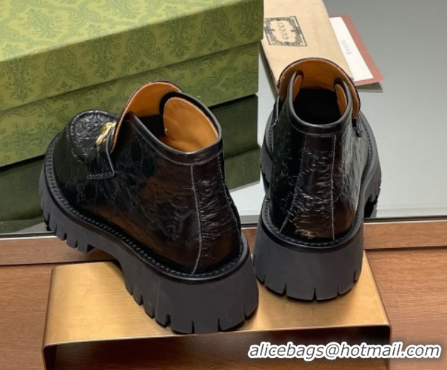 Best Grade Gucci Horsebit Ankle Boots 4.5cm in GG Leather Black 2025 764206