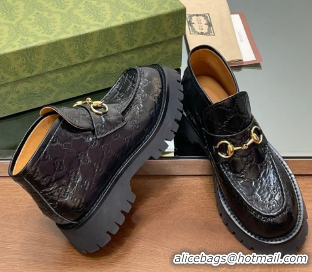 Best Grade Gucci Horsebit Ankle Boots 4.5cm in GG Leather Black 2025 764206