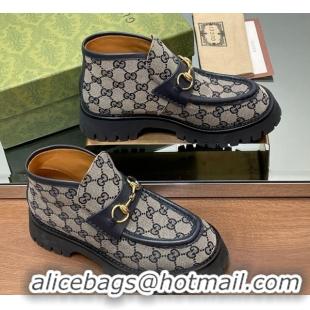 Comfortable Gucci Horsebit Ankle Boots 4.5cm in GG Canvas Grey 2025 764206