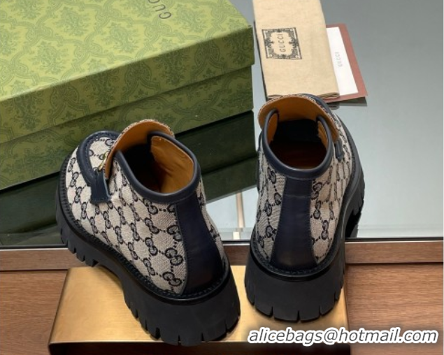 Comfortable Gucci Horsebit Ankle Boots 4.5cm in GG Canvas Grey 2025 764206