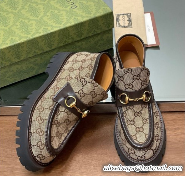 Good Product Gucci Horsebit Ankle Boots 4.5cm in GG Canvas Beige 2025 764206