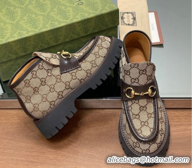 Good Product Gucci Horsebit Ankle Boots 4.5cm in GG Canvas Beige 2025 764206