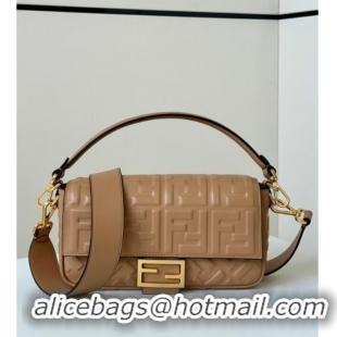 Discount Fendi Baguette Medium Nappa Leather Bag 0135M Dark Beige 2025
