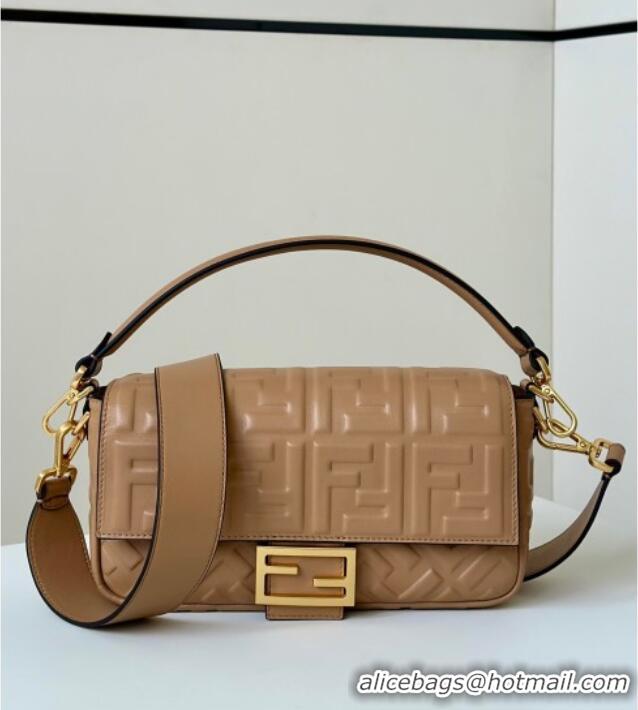 Discount Fendi Baguette Medium Nappa Leather Bag 0135M Dark Beige 2025