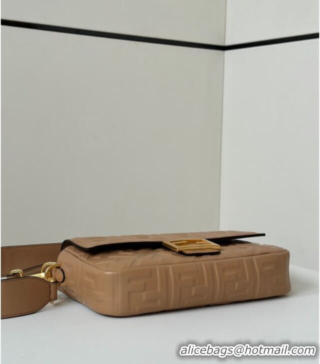 Discount Fendi Baguette Medium Nappa Leather Bag 0135M Dark Beige 2025