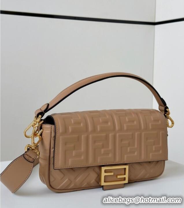 Discount Fendi Baguette Medium Nappa Leather Bag 0135M Dark Beige 2025