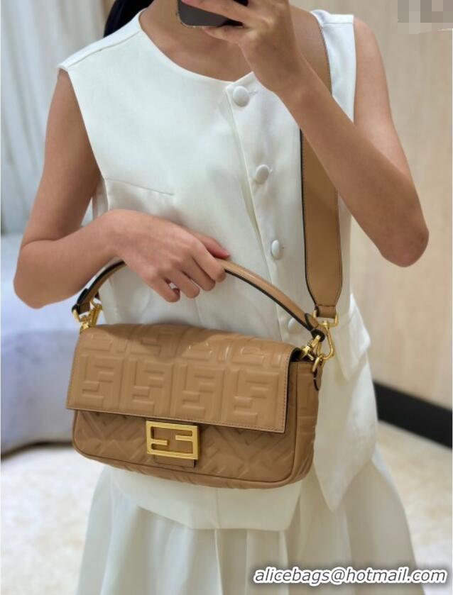 Discount Fendi Baguette Medium Nappa Leather Bag 0135M Dark Beige 2025