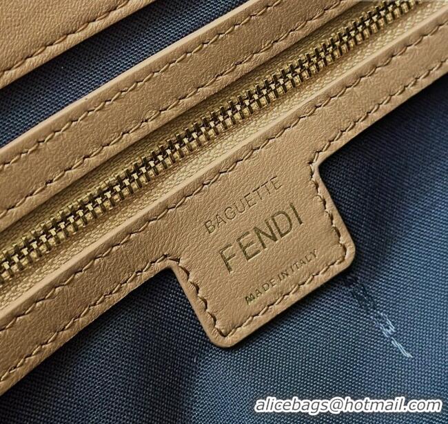 Discount Fendi Baguette Medium Nappa Leather Bag 0135M Dark Beige 2025