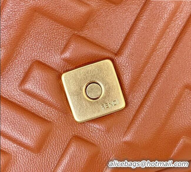 Inexpensive Fendi Baguette Medium Nappa Leather Bag 0135M Caramel Brown 2025