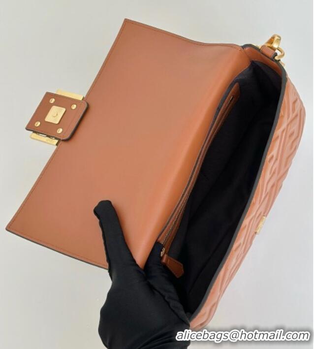 Inexpensive Fendi Baguette Medium Nappa Leather Bag 0135M Caramel Brown 2025