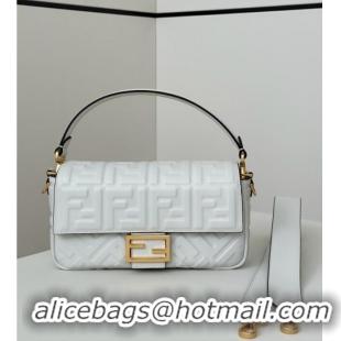 New Design Fendi Baguette Medium Nappa Leather Bag 0135M White 2025