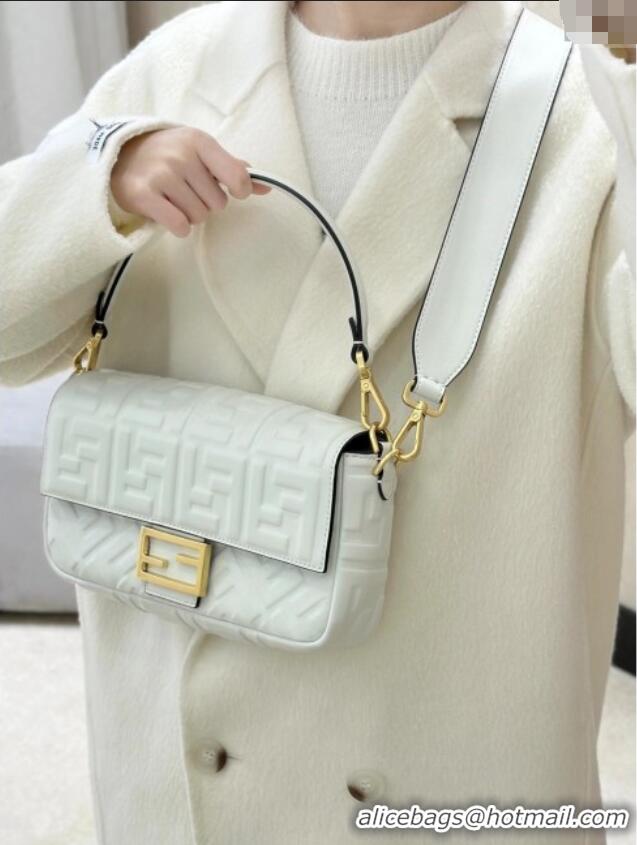 New Design Fendi Baguette Medium Nappa Leather Bag 0135M White 2025