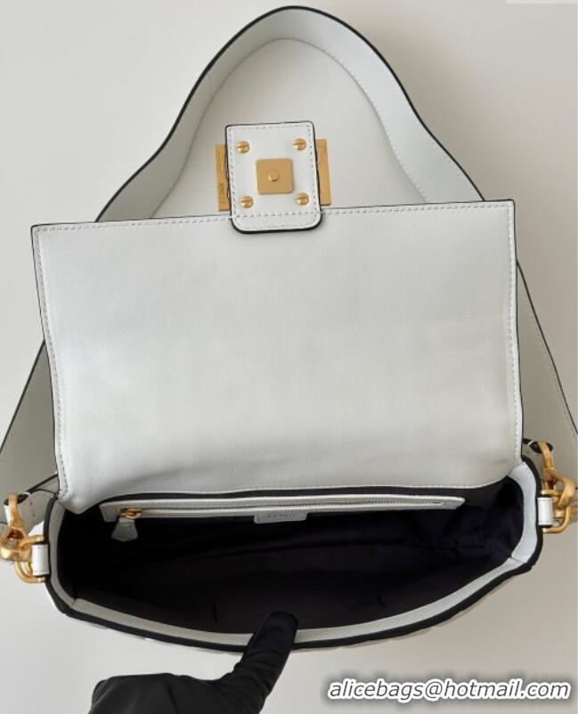 New Design Fendi Baguette Medium Nappa Leather Bag 0135M White 2025