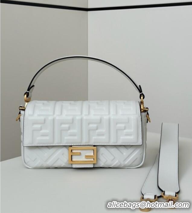 New Design Fendi Baguette Medium Nappa Leather Bag 0135M White 2025