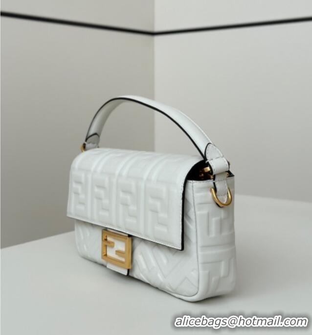 New Design Fendi Baguette Medium Nappa Leather Bag 0135M White 2025