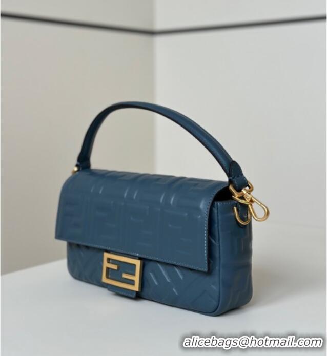 Buy Cheap Fendi Baguette Medium Nappa Leather Bag 0135M Denim Blue 2025