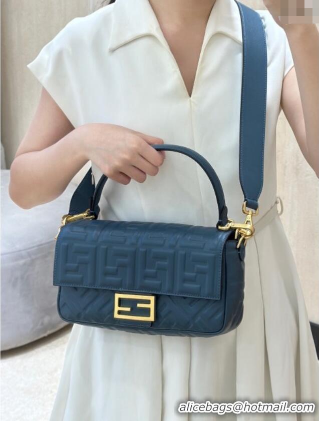 Buy Cheap Fendi Baguette Medium Nappa Leather Bag 0135M Denim Blue 2025