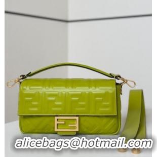 Inexpensive Fendi Baguette Medium Nappa Leather Bag 0135M Acid Green 2025