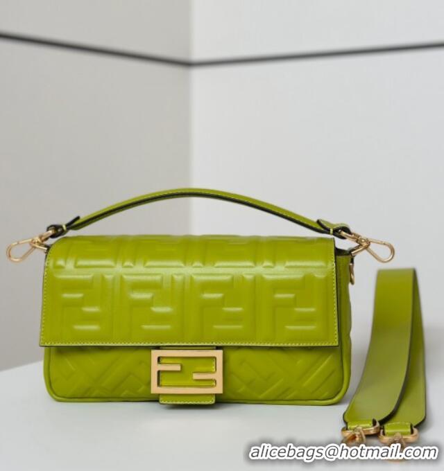 Inexpensive Fendi Baguette Medium Nappa Leather Bag 0135M Acid Green 2025