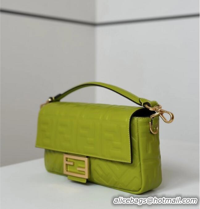 Inexpensive Fendi Baguette Medium Nappa Leather Bag 0135M Acid Green 2025