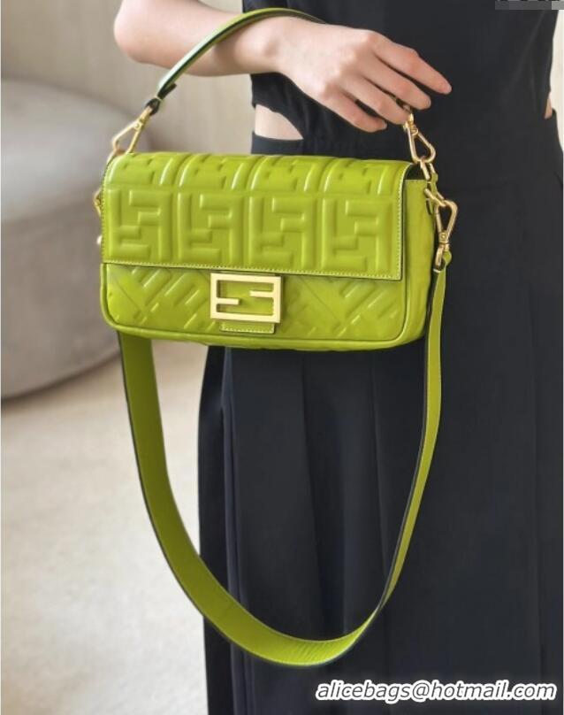Inexpensive Fendi Baguette Medium Nappa Leather Bag 0135M Acid Green 2025