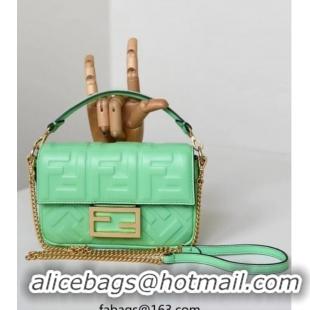Inexpensive Fendi Baguette Mini Nappa Leather Bag 0135S Light Green 2025