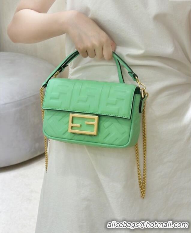 Inexpensive Fendi Baguette Mini Nappa Leather Bag 0135S Light Green 2025