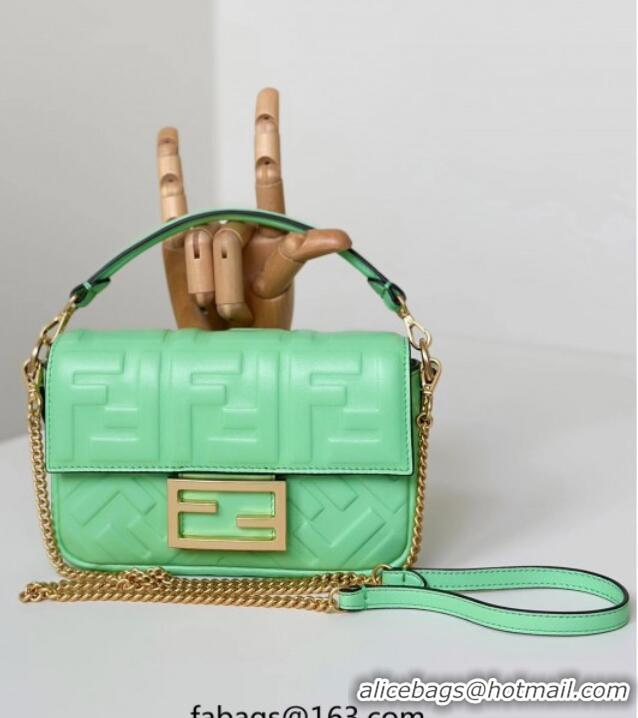 Inexpensive Fendi Baguette Mini Nappa Leather Bag 0135S Light Green 2025