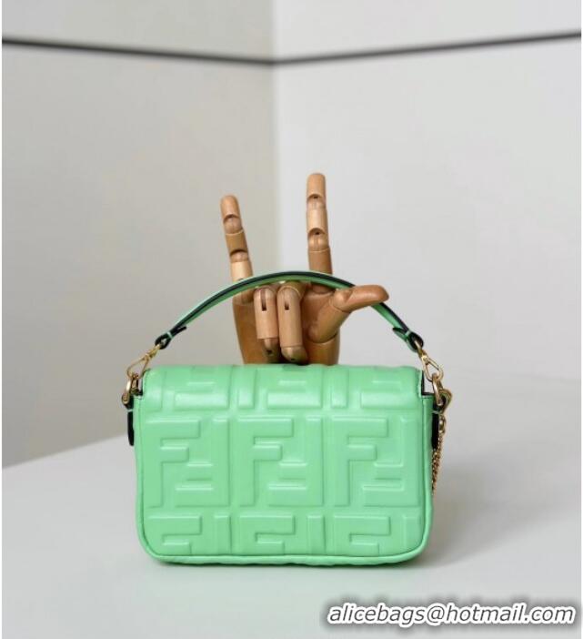 Inexpensive Fendi Baguette Mini Nappa Leather Bag 0135S Light Green 2025