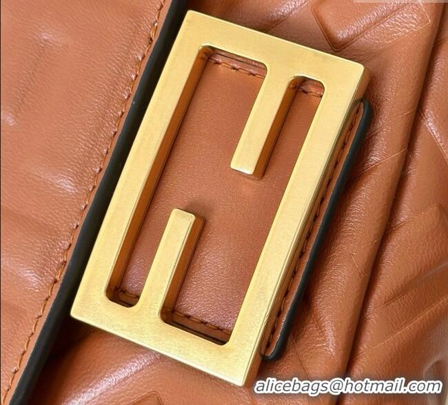 Top Quality Fendi Baguette Mini Nappa Leather Bag 0135S Caramel Brown 2025