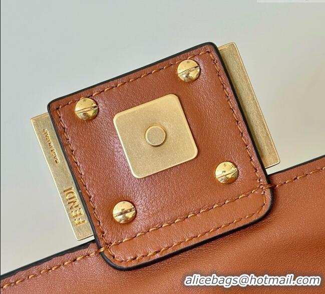 Top Quality Fendi Baguette Mini Nappa Leather Bag 0135S Caramel Brown 2025