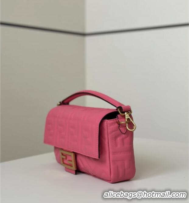Top Grade Fendi Baguette Large Nappa Leather Bag 0191L Dark Pink 2025