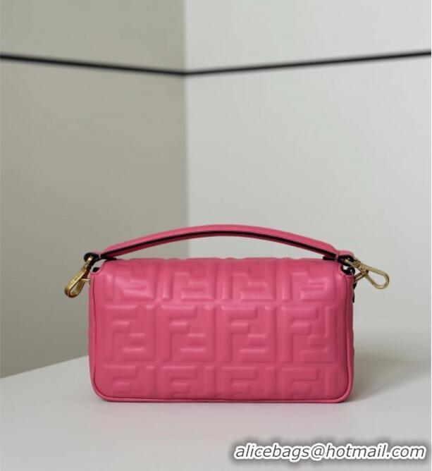 Top Grade Fendi Baguette Large Nappa Leather Bag 0191L Dark Pink 2025