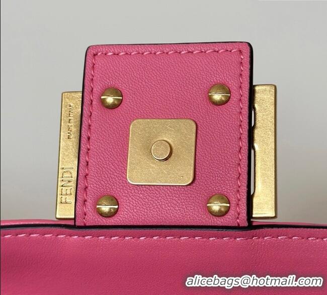 Top Grade Fendi Baguette Large Nappa Leather Bag 0191L Dark Pink 2025