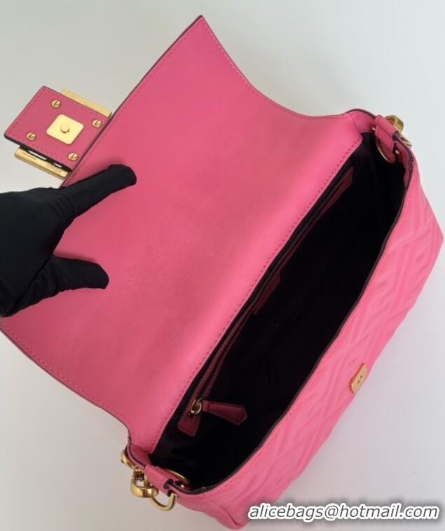 Top Grade Fendi Baguette Large Nappa Leather Bag 0191L Dark Pink 2025