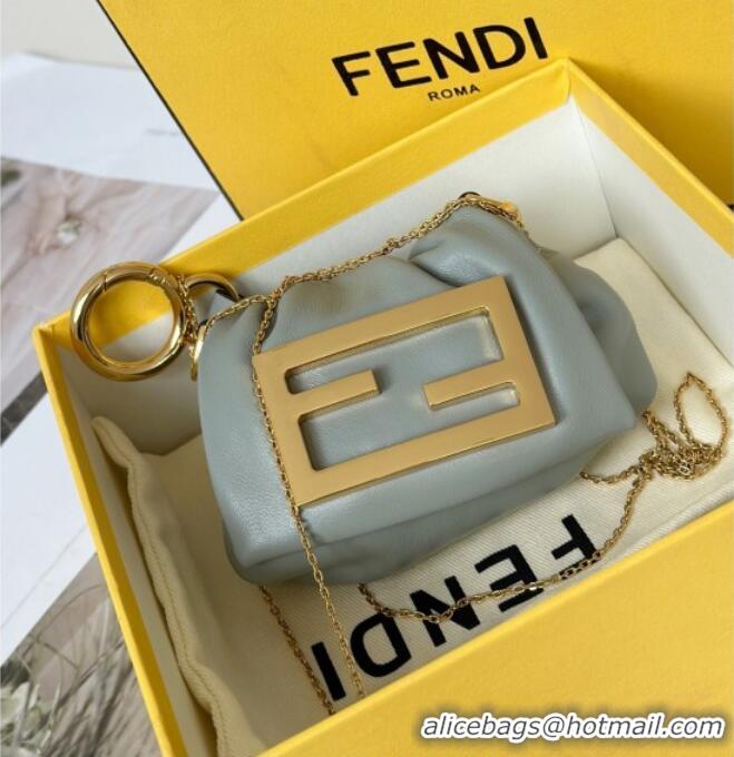 Big Discount Fendi Mamma Baguette Nano Miniature Bag Charm in Nappa Leather F7020 Light Grey 2025