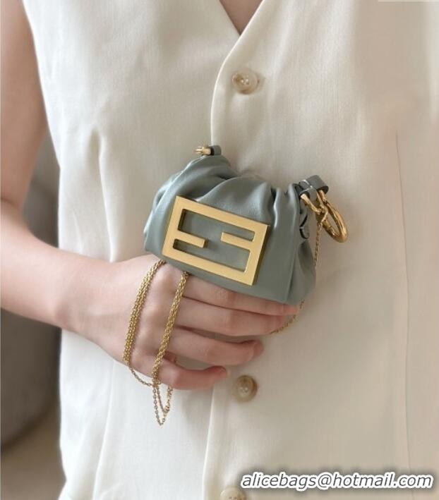 Big Discount Fendi Mamma Baguette Nano Miniature Bag Charm in Nappa Leather F7020 Light Grey 2025