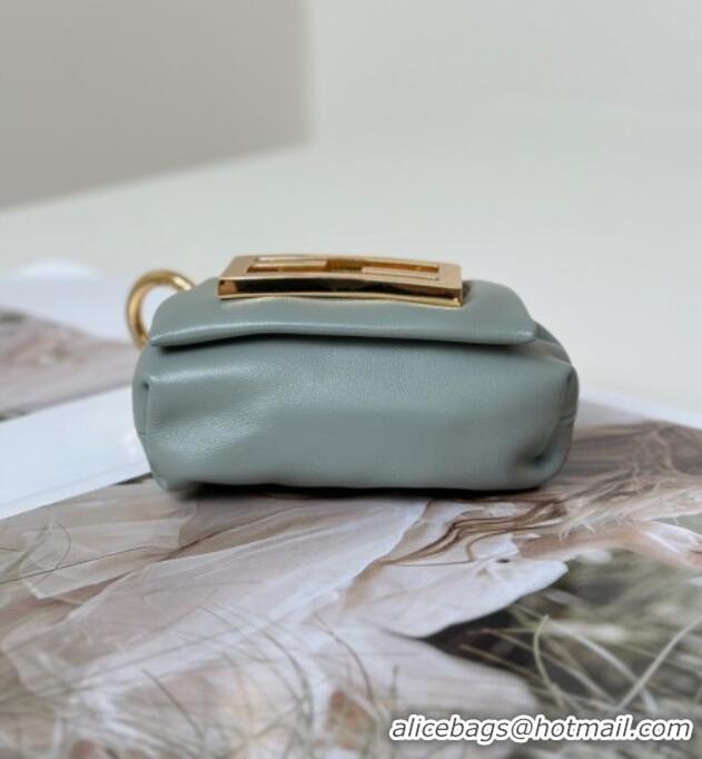 Big Discount Fendi Mamma Baguette Nano Miniature Bag Charm in Nappa Leather F7020 Light Grey 2025