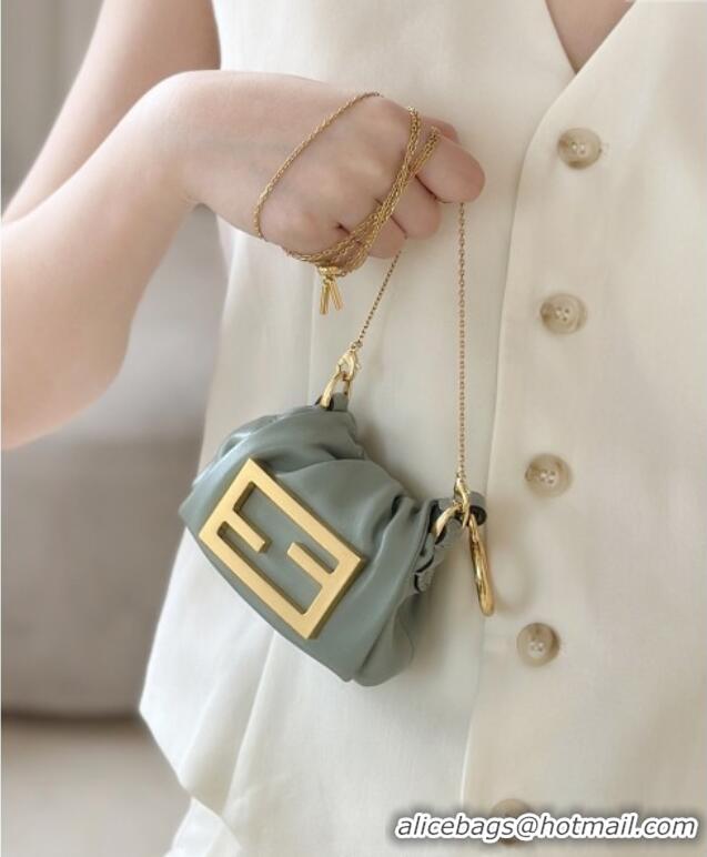 Big Discount Fendi Mamma Baguette Nano Miniature Bag Charm in Nappa Leather F7020 Light Grey 2025