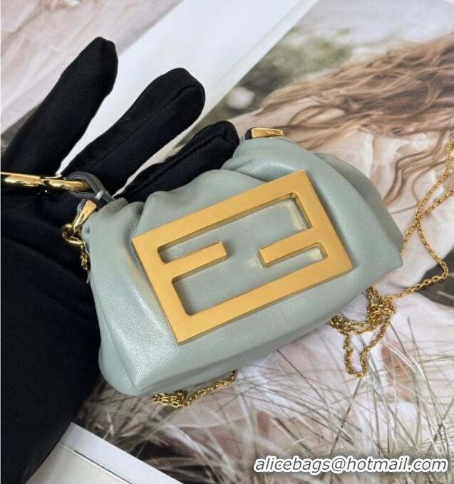 Big Discount Fendi Mamma Baguette Nano Miniature Bag Charm in Nappa Leather F7020 Light Grey 2025