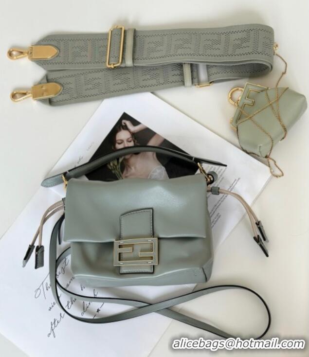 Super Quality Fendi Mamma Baguette Small Bag in Nappa Leather 8677S Light Grey 2025