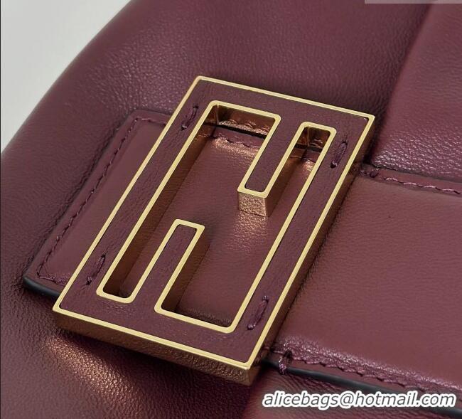 Best Quality Fendi Mamma Baguette Small Bag in Nappa Leather 8677S Dark Burgundy 2025